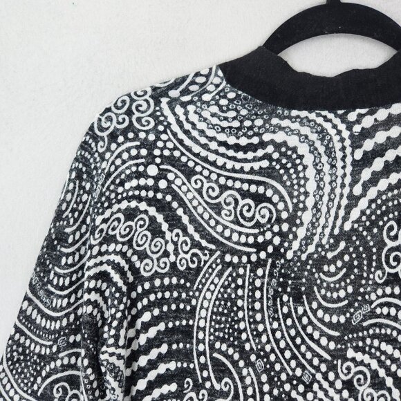 Chicos Sweater Women 0 Black White 4 3/4 Sleeve Cardigan Lightweight Linen Blend - Picture 11 of 11